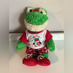 Green and Red Plush Frog plush Christmas clothes